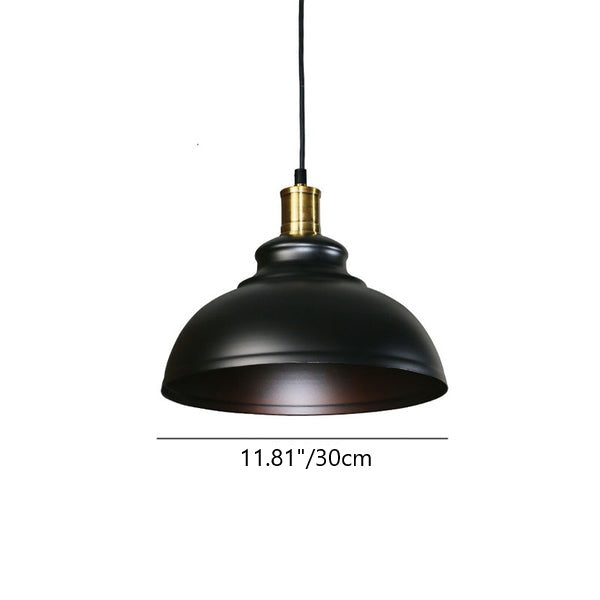 Lustre Suspendu à 1 Lumière avec Abat-jour Rond en Fer de Style Industriel 