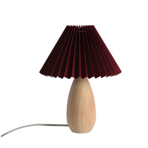 Modern Minimalist Mushroom Pleated Metal Rubber Wood 1-Light Table Lamp