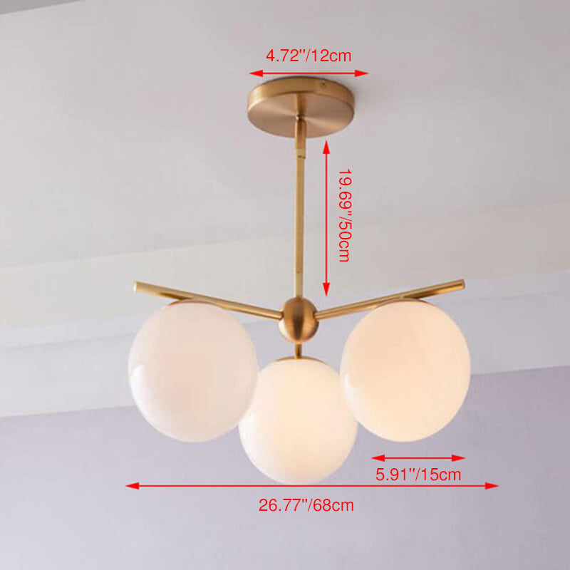 Moderner minimalistischer Kronleuchter mit Ast-Design und runden Magic-Bean-Glaskugeln, 3/6/9-flammig, für das Wohnzimmer 