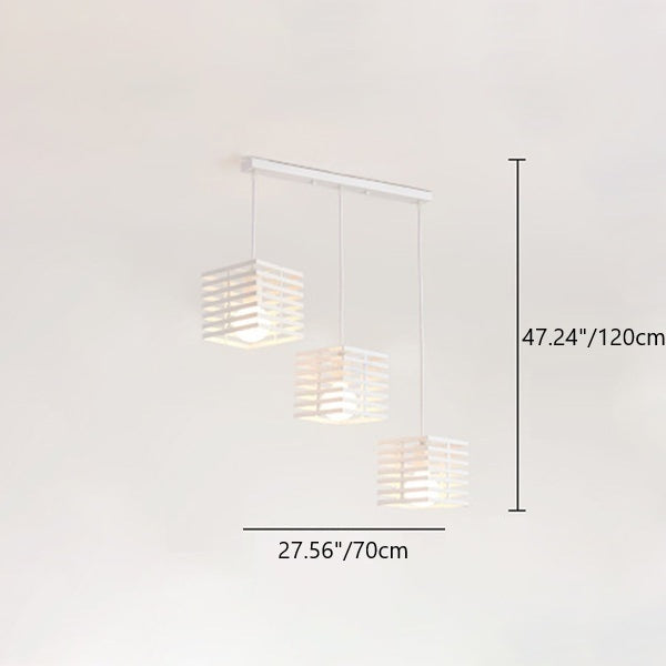 Lustre contemporain créatif ajouré en verre carré marbre fer à 3 lumières pour salon 