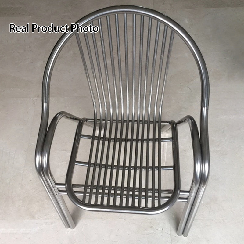 Moderne Einfachheit Gebogener Edelstahl Stapelbarer Esszimmerstuhl Rückenlehne Armlehne Für Esszimmer 