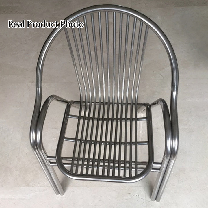 Moderne Einfachheit Gebogener Edelstahl Stapelbarer Esszimmerstuhl Rückenlehne Armlehne Für Esszimmer 