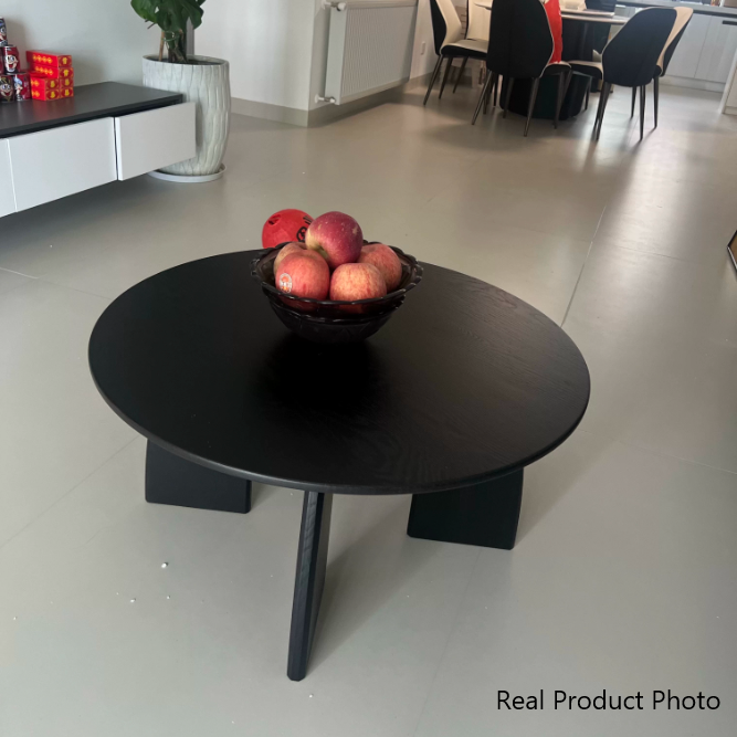Mesa de centro redonda japonesa zen tradicional de madera de pino con tablero redondo de 1 nivel para sala de estar 