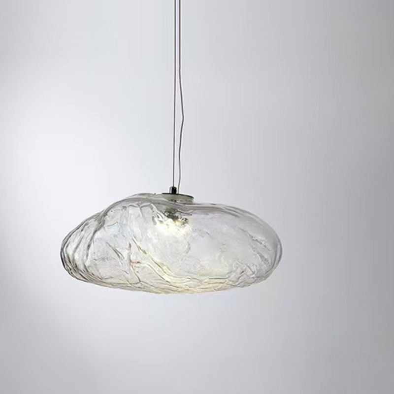 Lámpara colgante contemporánea escandinava irregular de vidrio semirredondo de 1 luz para sala de estar 