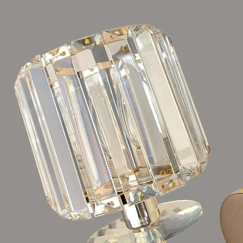 Modern Luxury Metal Iron Stainless Steel Crystal Ball Cylinder 1-Light Wall Sconce Lamp For Bedside