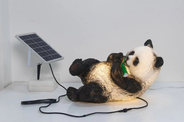 Moderne Art Deco Solar Wasserdichte Harz Fiberglas Imitation Panda Bambussprosse LED Außenleuchte Landschaftsbeleuchtung für Garten 
