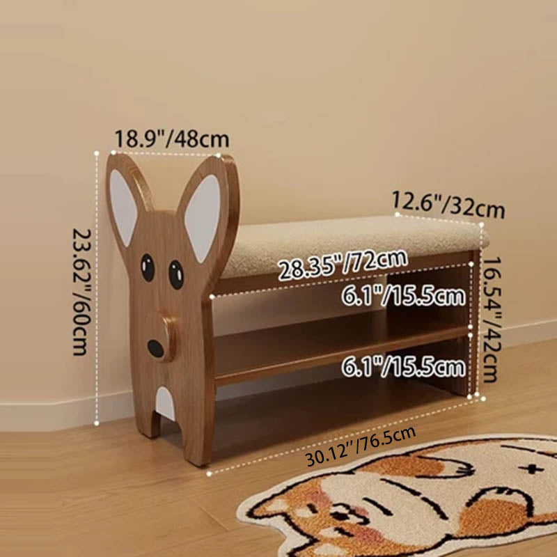 Pouf en bois massif, peluche Teddy en éponge acrylique, forme de chien, style minimaliste moderne, pour couloir 