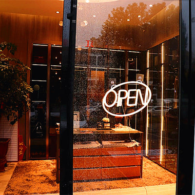Modern Art Deco Waterproof PS OPEN LED Outdoor Hanging Neon Wall Sconce Lamp For Dining Room