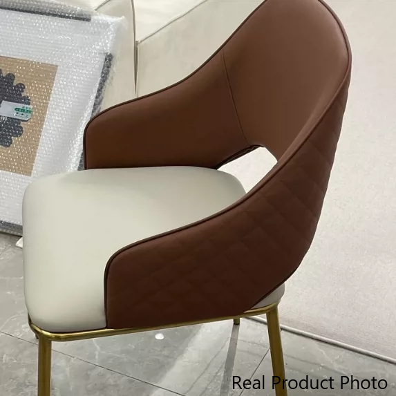 Contemporary Scandinavian Square Microfiber Leather Stainless Steel Dining Chair Backrest Armrest For Dining Room
