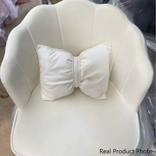 Tabouret de coiffeuse en velours pétale créatif contemporain avec dossier pour la salle à manger 