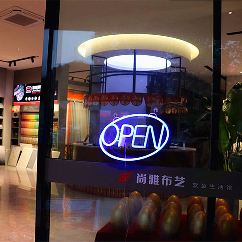 Modern Art Deco Waterproof PS OPEN LED Outdoor Hanging Neon Wall Sconce Lamp For Dining Room