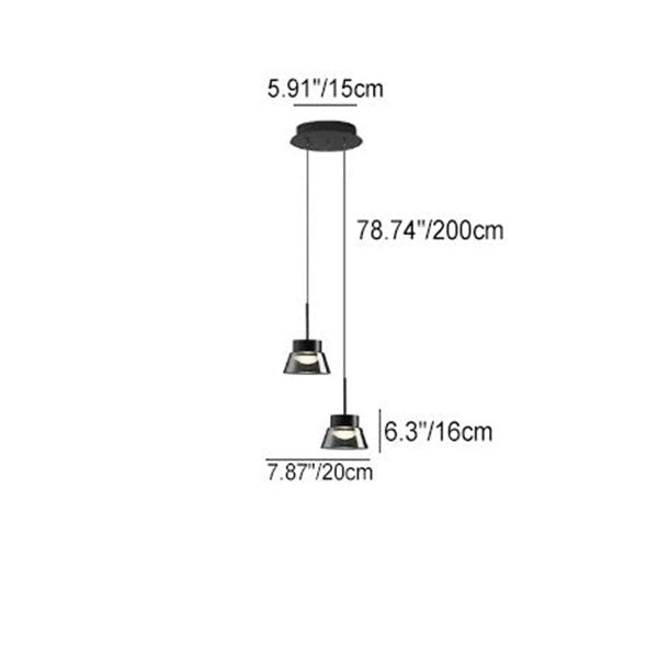 Modern Minimalist Smoke Gray Aluminum Glass Cone Acrylic LED Chandelier for Living Room