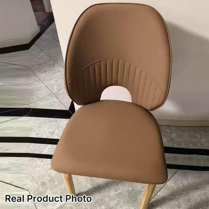 Modern Minimalist Curved Cat-Scratch-Resistant Leather Sponge Rubberwood Dining Chair Backrest For Dining Room