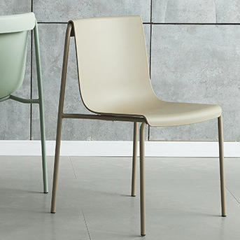 Contemporary Nordic Square Plastic Iron Legs Stackable Dining Chair For Living Room
