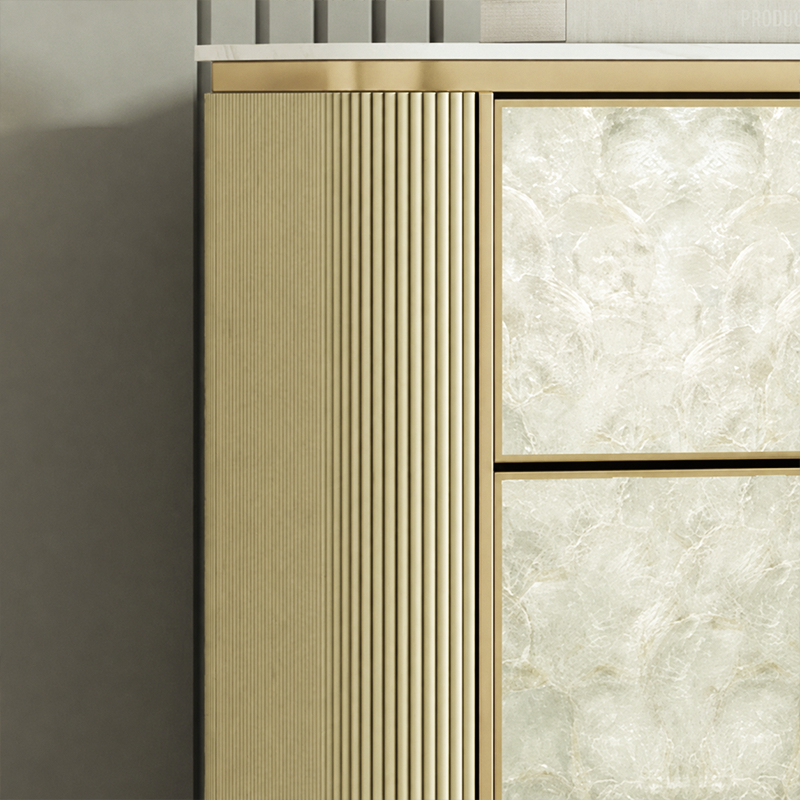 Modern Luxury Rectangular Sintered Stone Eco-board Birch Leg Nightstand 3-Drawer For Bedroom