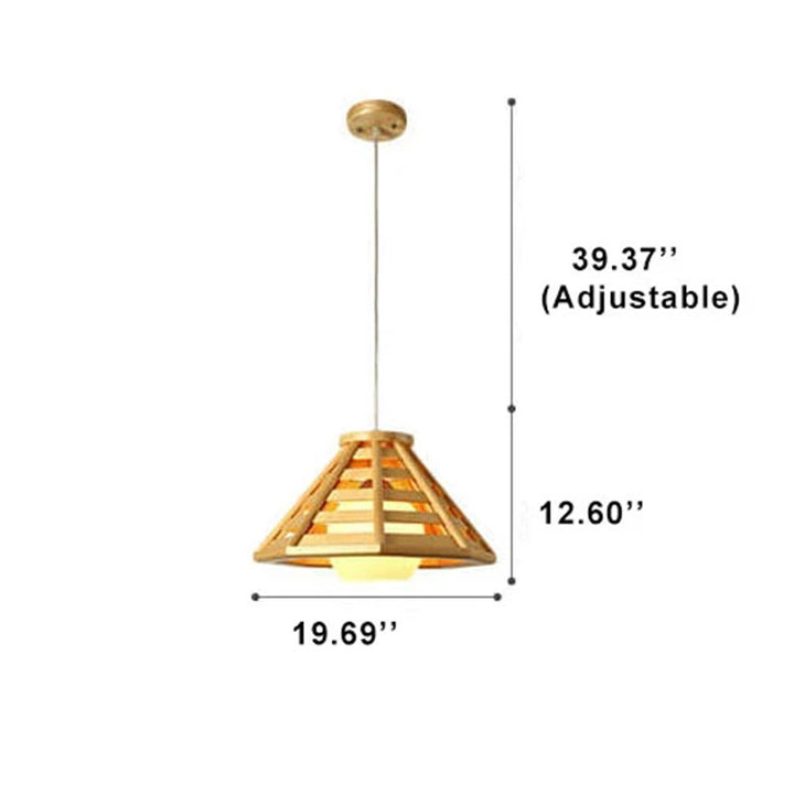 Pantalla cónica moderna de madera 1-luz colgante 
