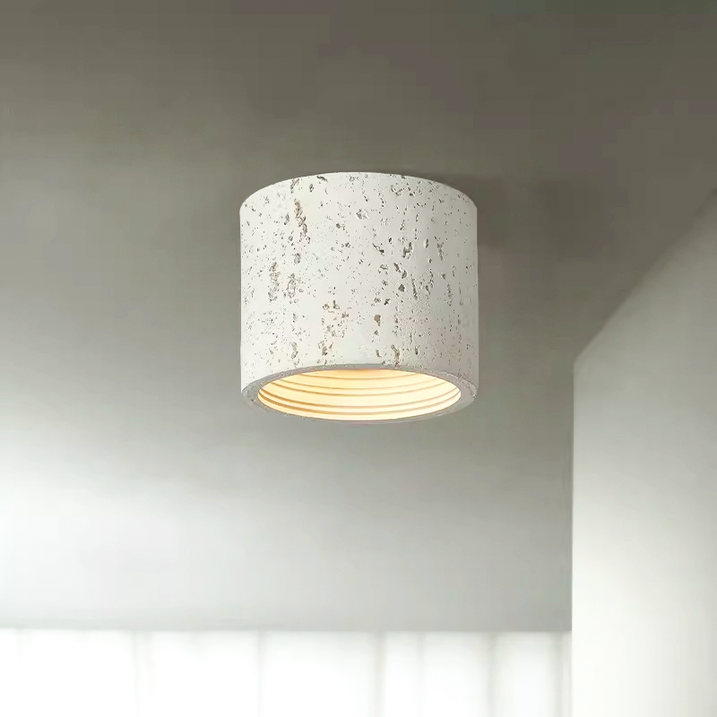 Traditional Japanese Column Iron Resin LED Flush Mount Ceiling Light For Living Room