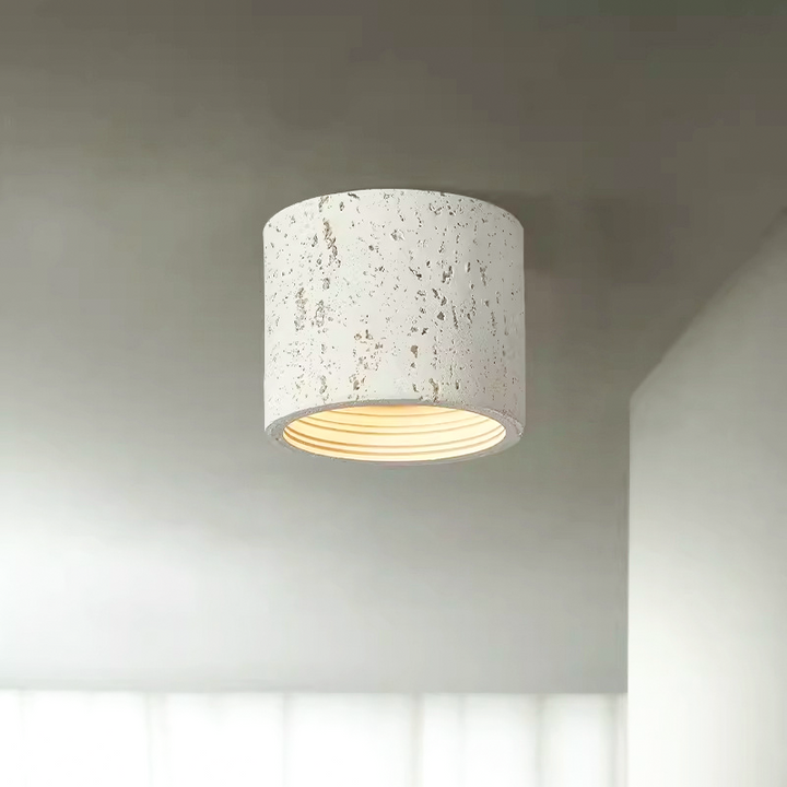 Traditional Japanese Column Iron Resin LED Flush Mount Ceiling Light For Living Room