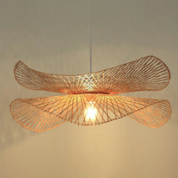 Modern Bamboo Weaving 1-Light Butterfly Pendant Light