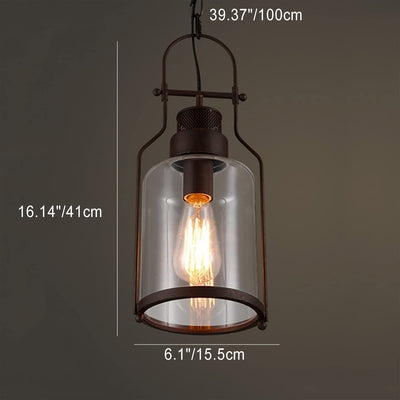 Industrial Vintage Glass Bottles Iron 1-Light Pendant Light