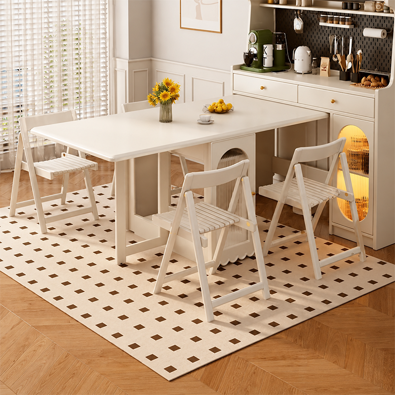 Modern Minimalist Rubberwood Foldable Square Dining Chair With Backrest For Dining Room