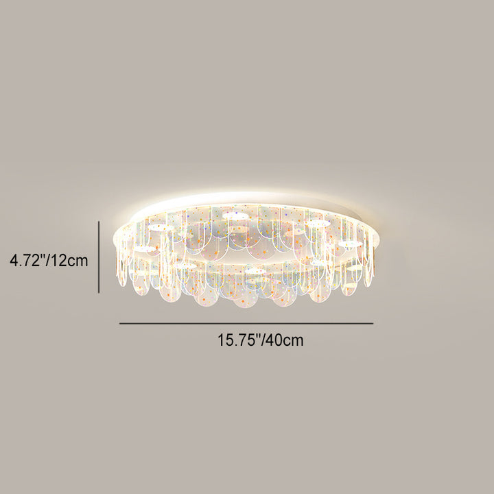 Zeitgenössische kreative Eisen Acryl Runde Wolke Stern Stück LED Unterputz Deckenleuchte für Wohnzimmer 