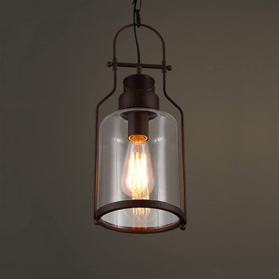 Industrial Vintage Glass Bottles Iron 1-Light Pendant Light