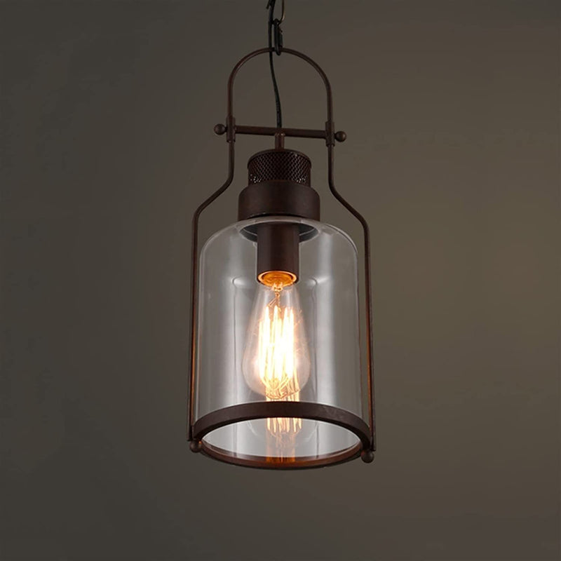 Industrial Vintage Glass Bottles Iron 1-Light Pendant Light