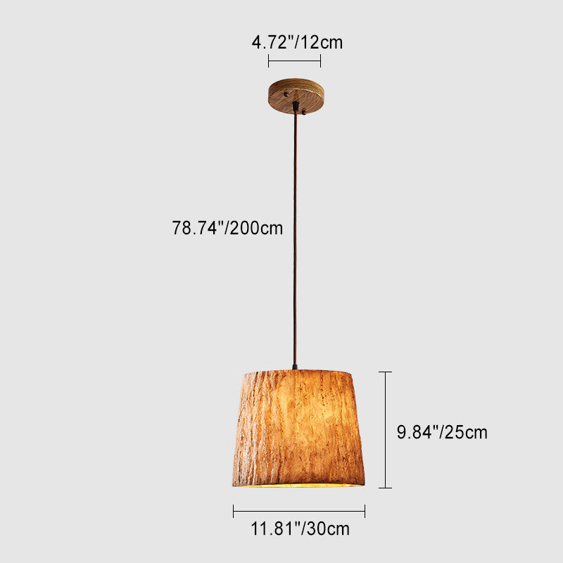 Traditioneller japanischer Harz-Eisen-Kupfer-Haus-Zylinder 1/3 Licht Insel-Licht-Kronleuchter für Esszimmer 