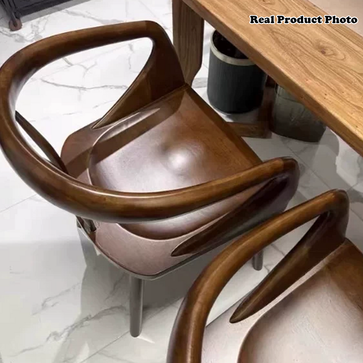 Traditional Vintage Rubberwood Dining Chair Backrest Armrests For Dining Room