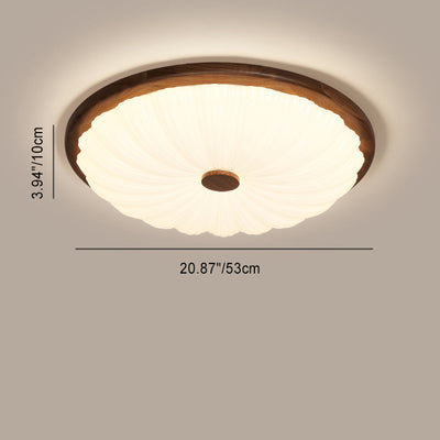 Modern Minimalist Flower Round Walnut Acrylic LED Flush Mount Ceiling Light For Living Room