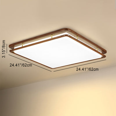 Plafonnier LED rond géométrique minimaliste moderne en bois de noyer et acrylique pour salon 