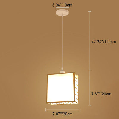 Traditionelle chinesische Bambusweberei geometrischer Käfig 1-flammige Pendelleuchte für Wohnzimmer 