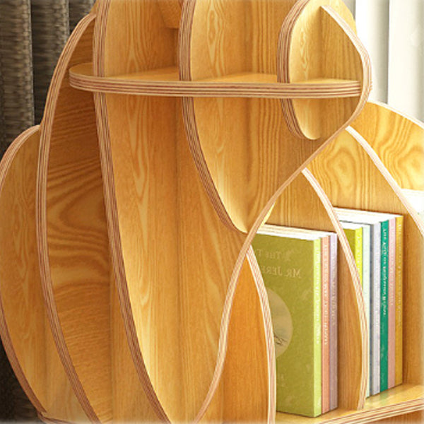 Contemporary Creative Rabbit-Shaped Solid Wood Bookshelf 5-Shelf For Living Room