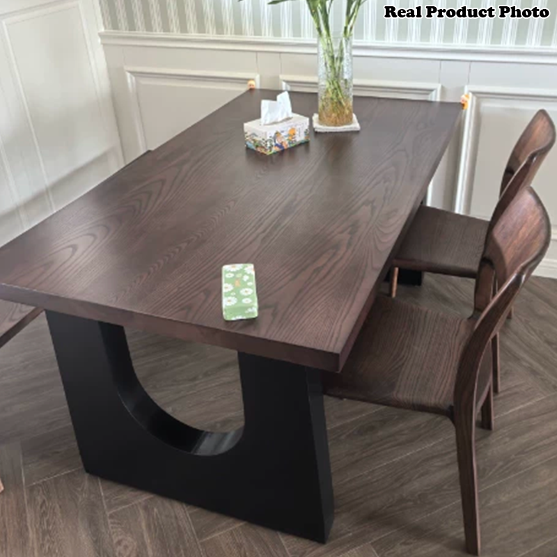 Chaise de salle à manger carrée en bois de noyer rétro contemporain avec dossier pour salle à manger 