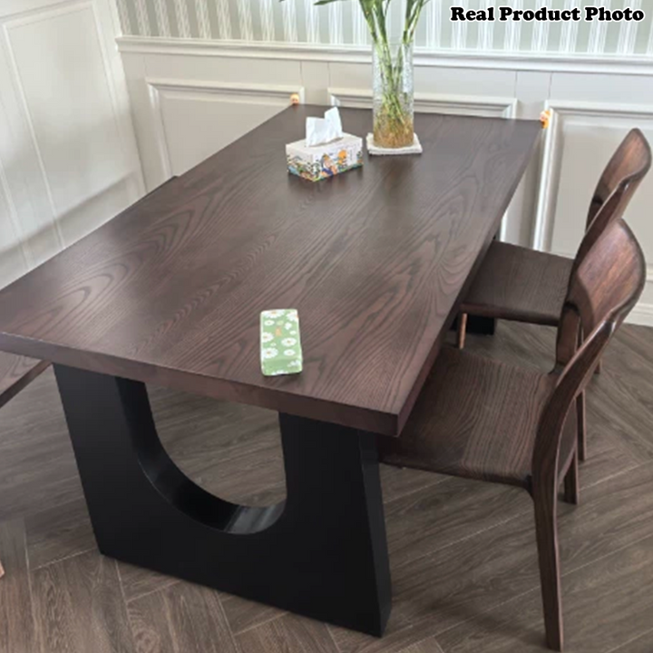 Chaise de salle à manger carrée en bois de noyer rétro contemporain avec dossier pour salle à manger 