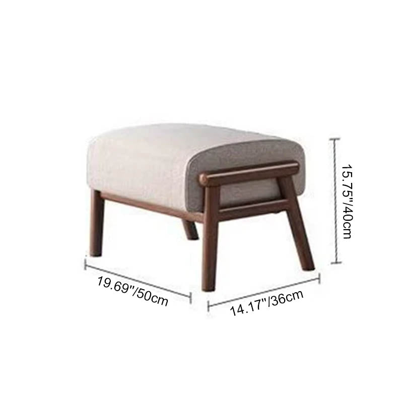 Modern Minimalist Walnut Wood Rubberwood Linen Ergonomic Backrest Rocking Chair With Armrests For Living Room And Bedroom