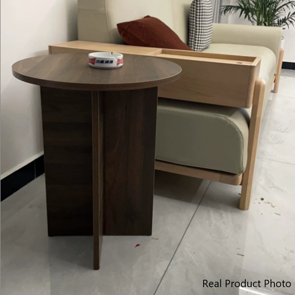 Contemporary Simplicity Round Particle Board Side Table 1-Tier For Living Room