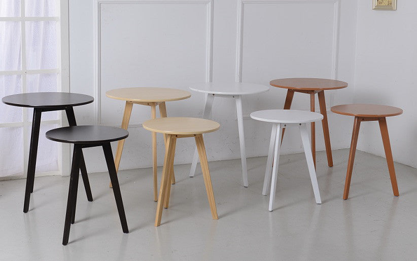 Moderner minimalistischer runder Couchtisch aus massivem Holz und MDF, 1-stöckig, für das Wohnzimmer 