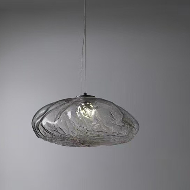 Lámpara colgante contemporánea escandinava irregular de vidrio semirredondo de 1 luz para sala de estar 