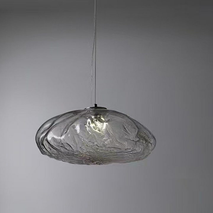 Lámpara colgante contemporánea escandinava irregular de vidrio semirredondo de 1 luz para sala de estar 