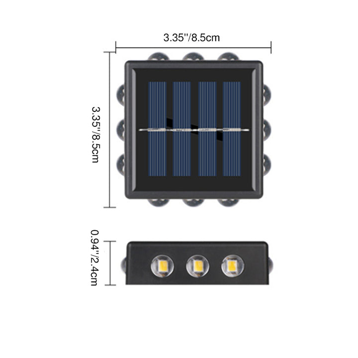 Lampe murale extérieure moderne minimaliste solaire étanche carrée en ABS PS LED pour jardin 