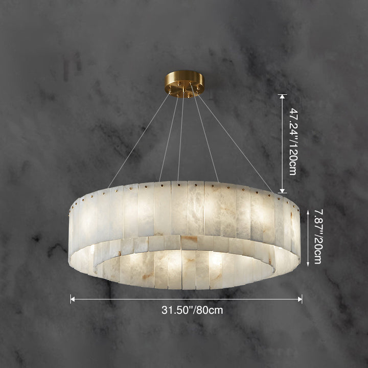 Contemporary Scandinavian Round Copper Stone 8/12/14 Light Chandelier For Living Room