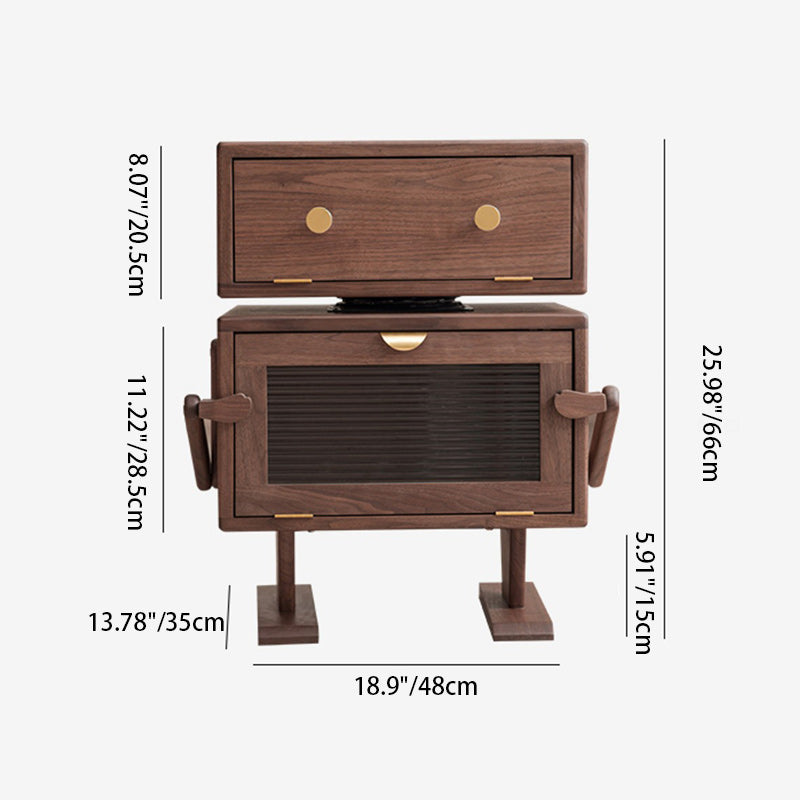 Table de nuit contemporaine pour enfants créative, robot, rectangulaire, cubique, en bois, pivotante, avec 2 armoires pour chambre à coucher 