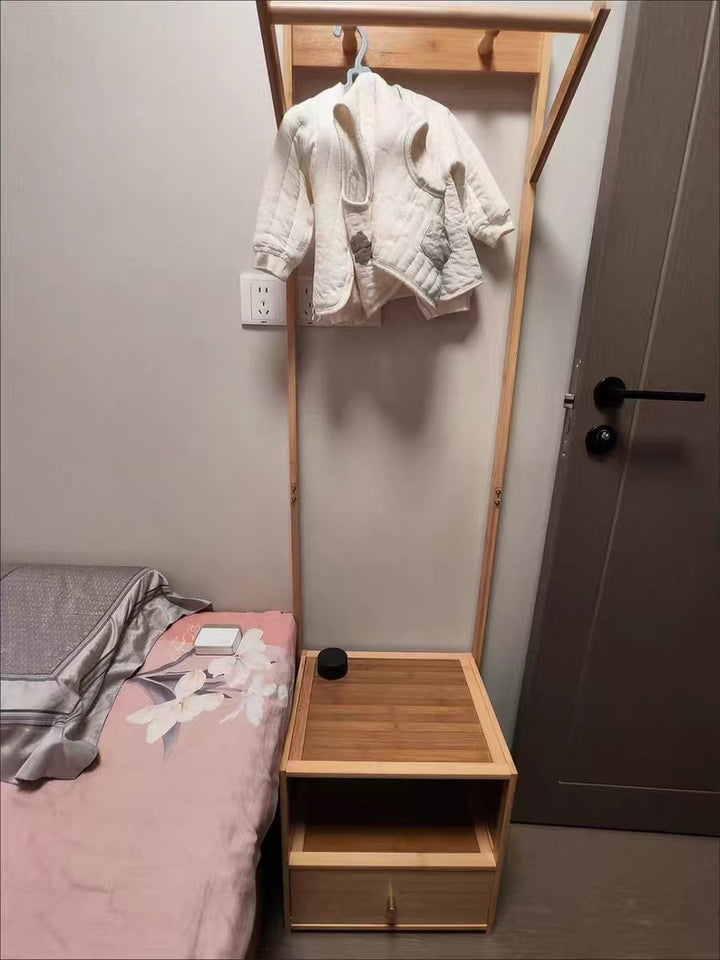 Moderner minimalistischer rechteckiger Flurbaum aus Bambus &amp; MDF mit 1-Schrank 2-stufiger Aufbewahrung für Schlafzimmer &amp; Wohnzimmer 