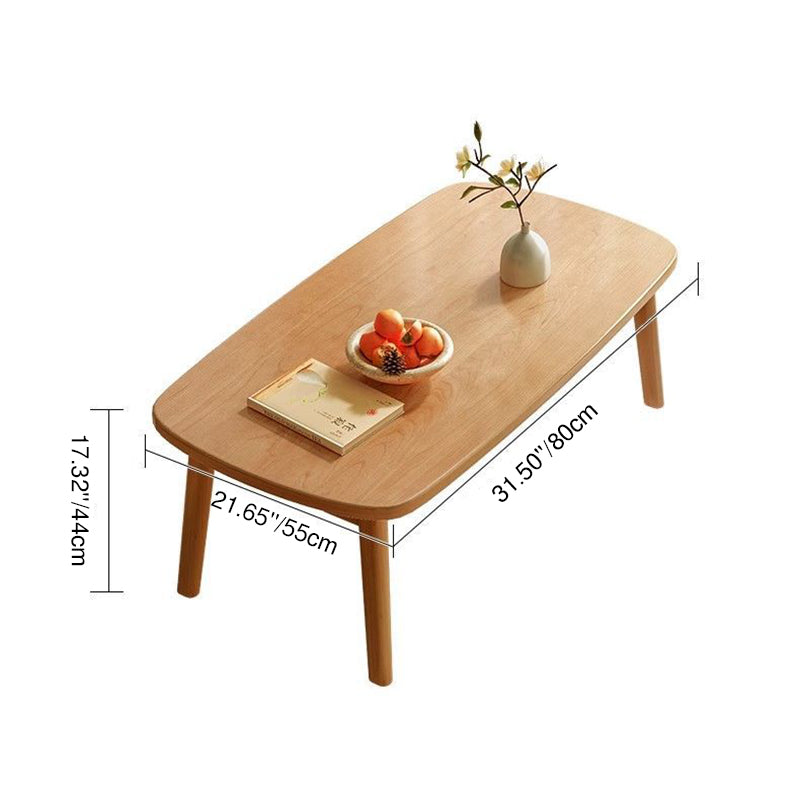 Modern Minimalist Rectangular Medium Density Fiberboard Solid Wood Coffee Table 1-Tier For Living Room
