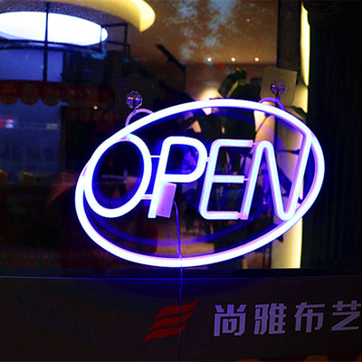 Modern Art Deco Waterproof PS OPEN LED Outdoor Hanging Neon Wall Sconce Lamp For Dining Room