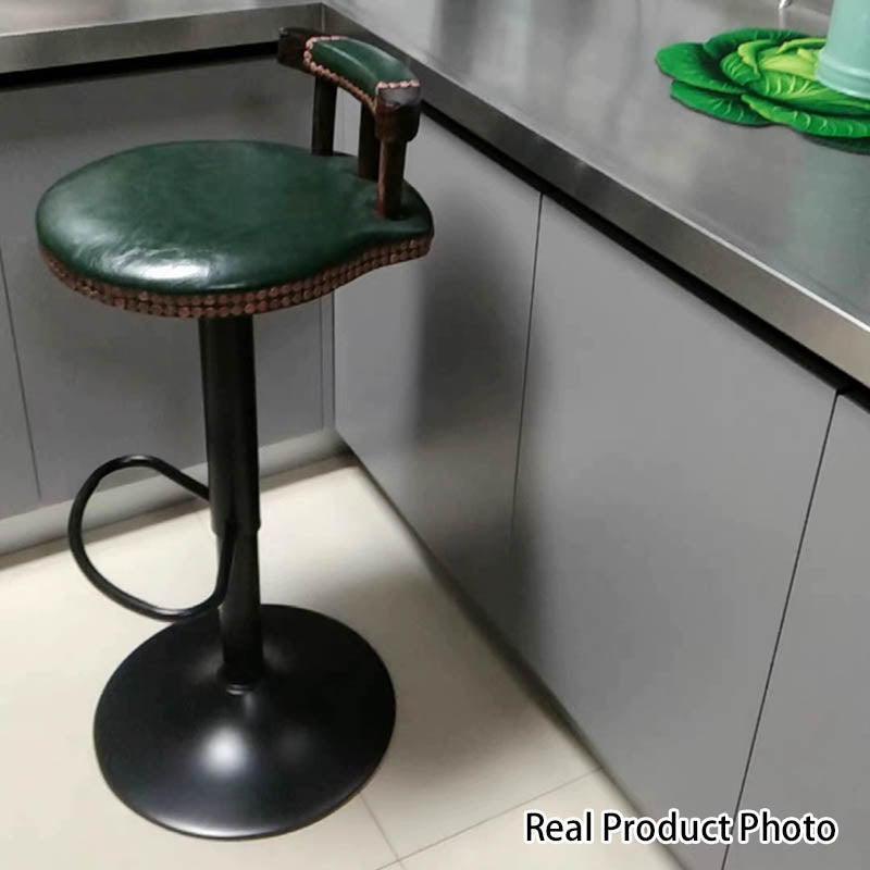 Tabouret de bar rond contemporain de luxe en simili cuir à effet ciré à l&