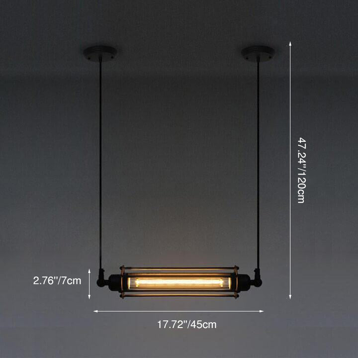 Lámpara colgante de 1 luz con flauta larga de hierro forjado vintage 