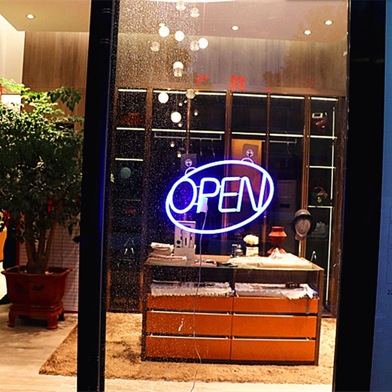 Modern Art Deco Waterproof PS OPEN LED Outdoor Hanging Neon Wall Sconce Lamp For Dining Room